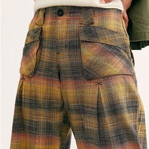 Free people birch wide lag plaid pants
